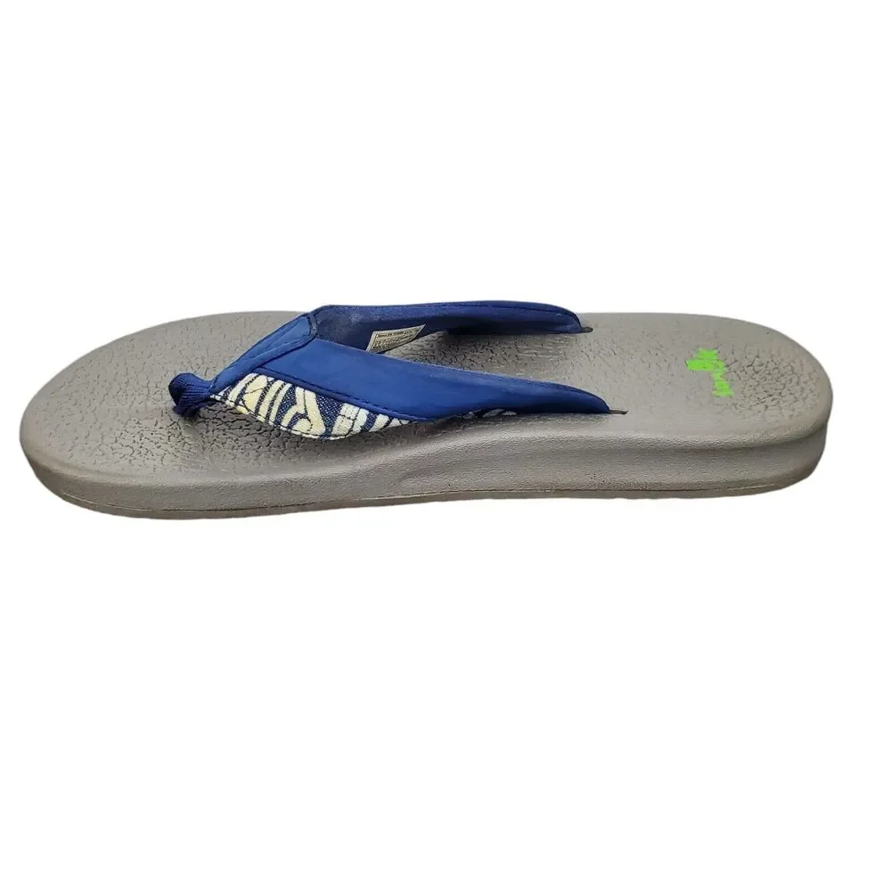 Sanuk Men's Brumeister Funk Indigo Wave Blue White Flip Flop Sandals Sz 8